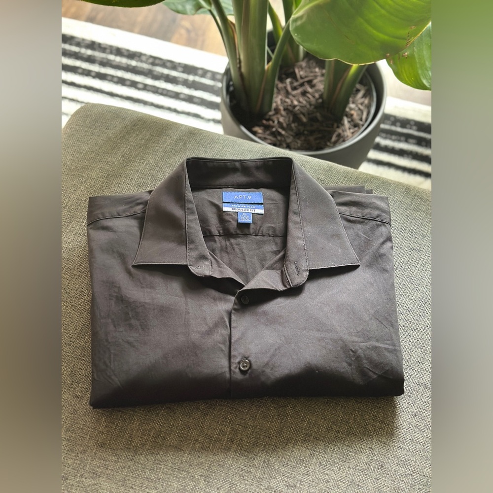 Apt. 9 Black Casual Button Down Shirt